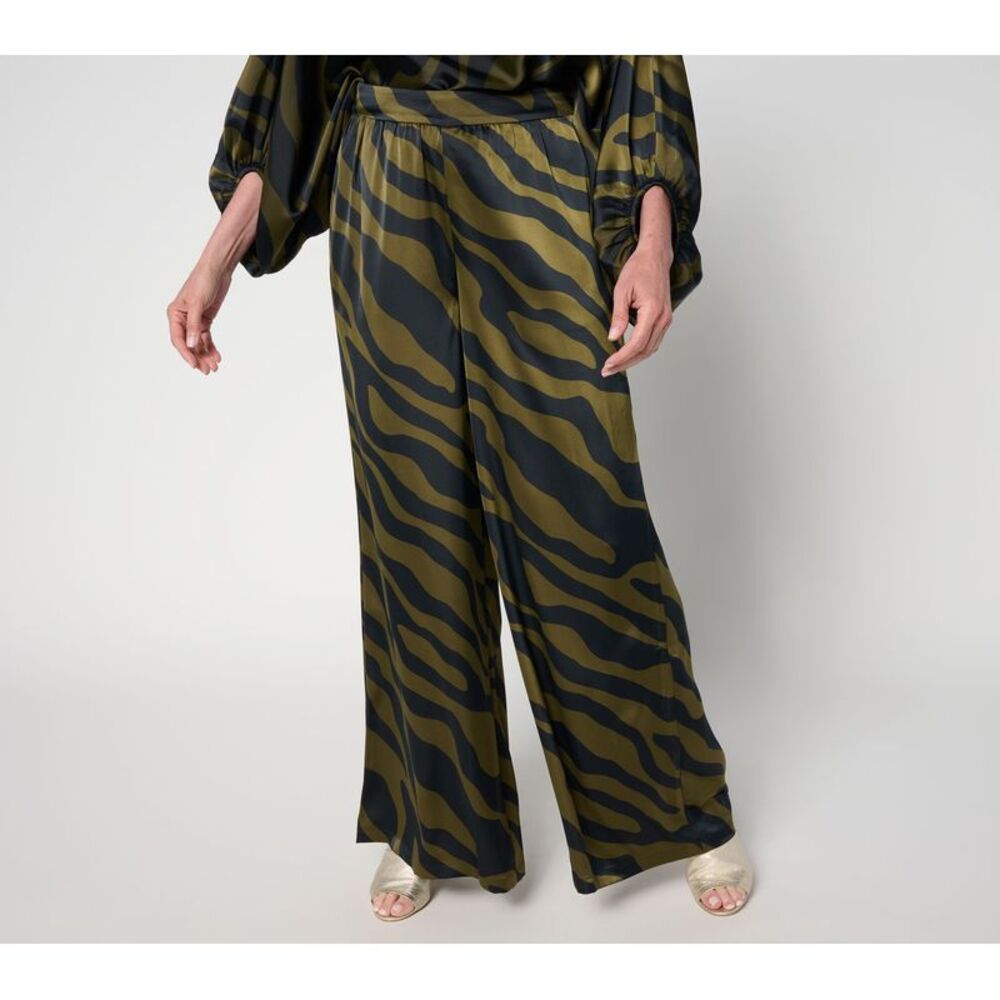 Carla Rockmore Collection Women's Plus Sz Pants 2X Wide Leg Pull-On Green